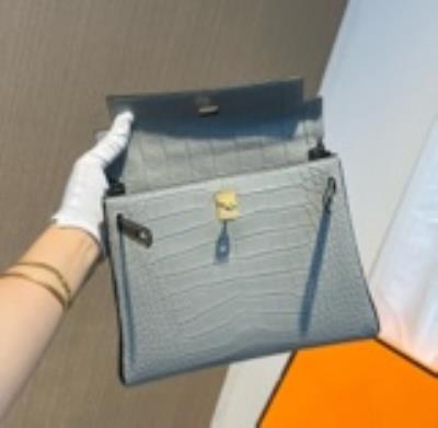 wholesale quality hermes kelly 28 bicolor pearl grey noir matte crocodile ghw